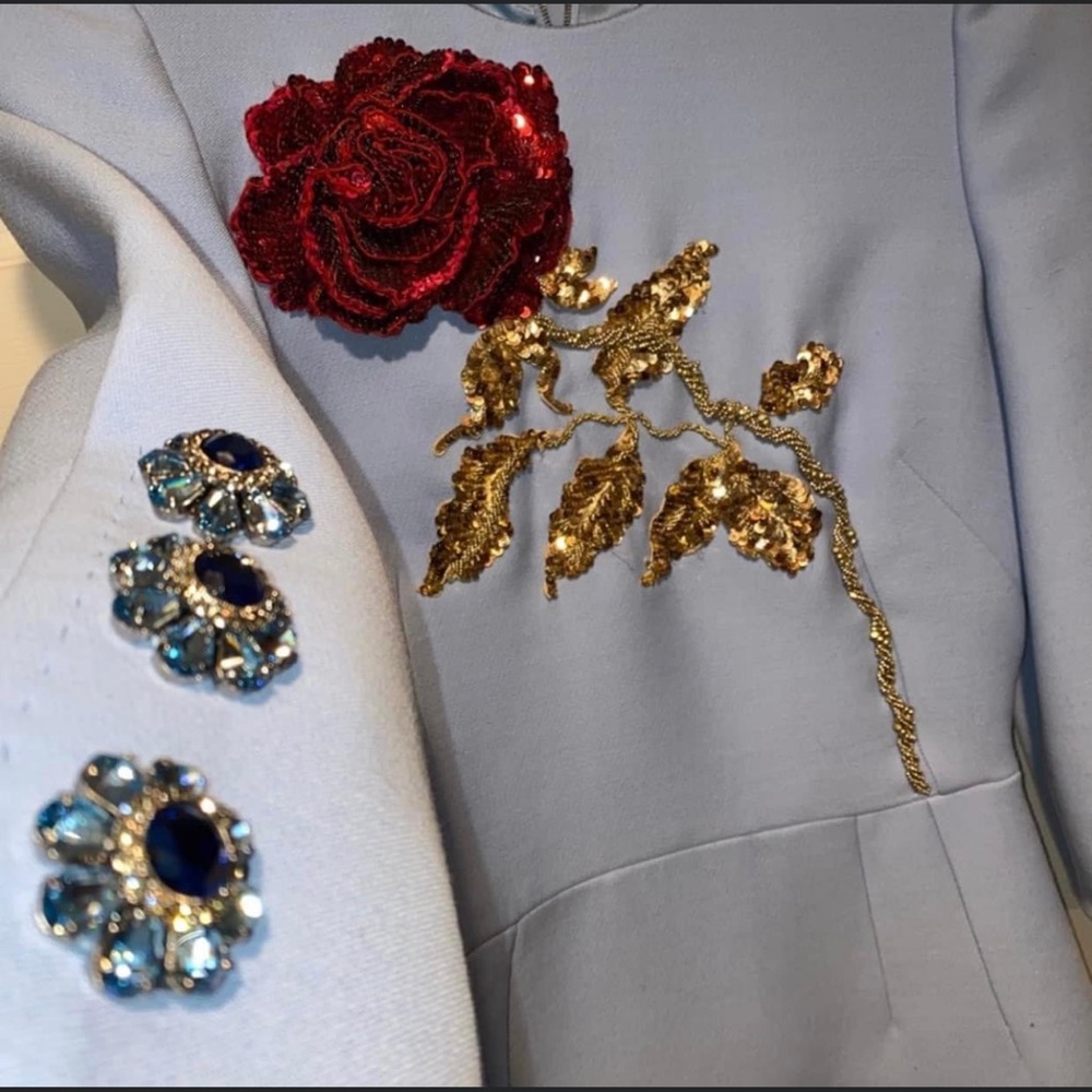 Brand New Dolce Gabbana Baby Blue Runway Embroidered Dress - Picture 4 of 7